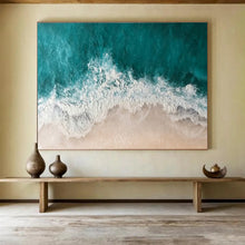 Load image into Gallery viewer, Aerial Beach View Abstract Painting on Canvas - “Coastal Waves” DKH699