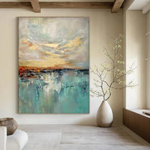 Load image into Gallery viewer, Abstract Landscape Sunset Painting, Suited for Beach House Living Room & Relaxing Spa LargeART1422