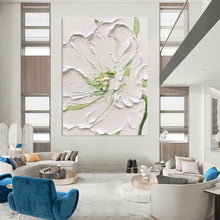 Load image into Gallery viewer, “Textured White Flower” - 3D Floral Art on Canvas DKH1398
