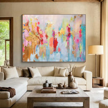 Load image into Gallery viewer, Pastel - Hued Abstract Splash Painting on Canvas - “Dreamy Bursts” DKH643