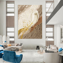 Load image into Gallery viewer, “Neutral Tones with Gold Accents” - Luxe Abstract Art on Canvas DKH1487