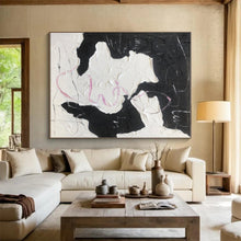 Load image into Gallery viewer, Custom Large Black, White, and Pink Textured Art - Great for Edgy Bedroom & Avant - Garde Café LargeART0773