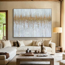 Load image into Gallery viewer, Textured Gold and White Abstract Painting for Minimalist Living Room & Luxury Spa DKH302