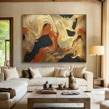 Load image into Gallery viewer, Golden - Wave Abstract Acrylic for Luxury Bedroom & High - End Restaurant LargeART0822