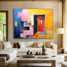 Load image into Gallery viewer, Geometric Doorway Abstract Painting on Canvas - “Architectural Pop” DKH642