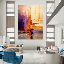 Load image into Gallery viewer, “Abstract Cityscape Layers” – Textured Oil Painting with Warm & Cool Hues DTP278