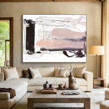 Load image into Gallery viewer, Elegant Black - White - Pink Abstract Acrylic painting DLZ143