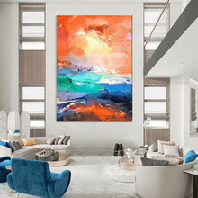 Load image into Gallery viewer, Orange & Turquoise Abstract Art, Perfect for Modern Loft & Creative Studio LargeART2114
