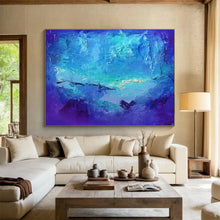 Load image into Gallery viewer, Blue Abstract Painting on Canvas - “Ocean Depths” DKH720