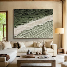 Load image into Gallery viewer, Textured Green & Beige Abstract Painting - Ideal for Nature - Inspired Living Room & Minimalist Office DKH001