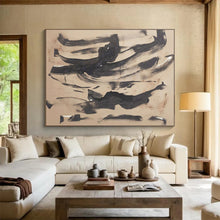 Load image into Gallery viewer, Ink - Style Abstract Painting on Canvas - “Fluid Strokes” DKH735