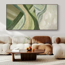 Load image into Gallery viewer, Green & Beige Rolling Hills Abstract Painting, Perfect for Nature - Inspired Living Room & Rustic Office LargeART1455
