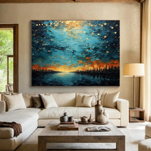 Load image into Gallery viewer, Starry Night Lake Abstract Painting on Canvas - “Celestial Reflection” DKH706
