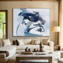 Load image into Gallery viewer, Oversized Blue - Gray Abstract Art for Contemporary Bedroom & Art Gallery Nook LargeART0485