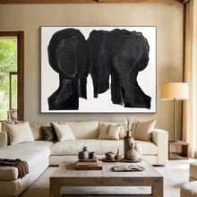 Load image into Gallery viewer, Hand - painted Large - sized Black Cut - out Figures Acrylic Art for Avant - Garde Living Spaces LargeART1780
