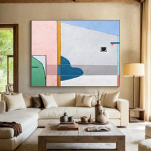 Load image into Gallery viewer, Pink - Accented Geometric Abstract Painting on Canvas DKH548