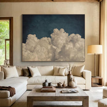 Load image into Gallery viewer, Fluffy Clouds on Dark Sky Abstract Art for Serene Bedroom & Meditation Space DKH124