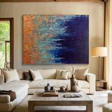 Load image into Gallery viewer, Hand - painted Large - scale Blue - Black Forest Abstract Acrylic Art for Nature - Inspired Living Rooms LargeART0054