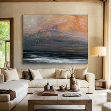 Load image into Gallery viewer, Fiery Sky & Sea Abstract Art for Eclectic Living Room & Bold Dining Area DKH110