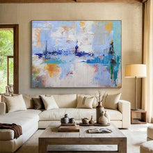 Load image into Gallery viewer, Hand - painted Large - Scale Abstract Coastal Cityscape Acrylic Art for Modern Home Offices LargeART1746