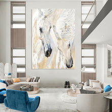 Load image into Gallery viewer, “Elegant White Horses” - Impressionistic Equine Art on Canvas DKH1641
