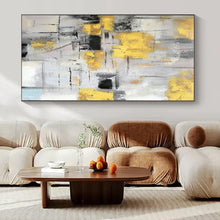 Load image into Gallery viewer, Gray & Yellow Abstract Canvas Painting, Ideal for Modern Living Room & Stylish Office LargeART1314