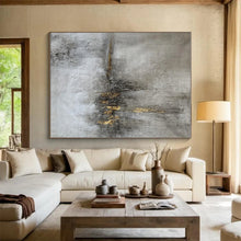 Load image into Gallery viewer, Gray - Gold Textured Abstract Art for Luxury Boutique & Sophisticated Home Office LargeART0900