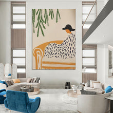 Load image into Gallery viewer, Green - Orange - Black Abstract Relaxation Art, Suited for Tranquil Reading Nook & Serene Bedroom LargeART2047