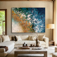 Load image into Gallery viewer, Hand - painted Generous - sized Blue and Orange Textured Abstract Acrylic Art for Modern Showrooms LargeART0010