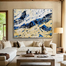 Load image into Gallery viewer, Hand - painted Large - Scale Abstract Blue Mountain Ranges Acrylic Art for Contemporary Art Galleries LargeART1751