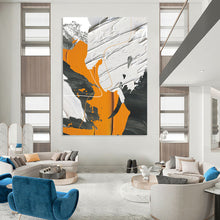 Load image into Gallery viewer, “Orange, Grey, White Abstract” - Modern Abstract Art on Canvas DKH1528