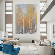 Load image into Gallery viewer, “Autumn Birch Forest Landscape” - Yellow, Orange, White Landscape Art on Canvas DKH1299