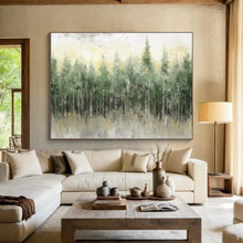 Load image into Gallery viewer, Misty Forest in Green and Gray Abstract acrylic painting DLZ065