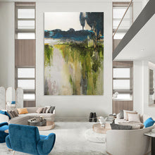 Load image into Gallery viewer, “Green Landscape Abstract Revisited” Abstract Painting on Canvas, Rustic Kitchen Decor DKH1022