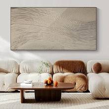 Load image into Gallery viewer, Hand - painted Massive Beige Textured Wave Abstract Acrylic Art for Coastal - Inspired Hallways LargeART0111