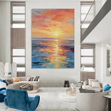 Load image into Gallery viewer, Vibrant Sunset Seascape Abstract Painting, Perfect for Coastal Bedroom & Tropical - Themed Lounge LargeART1904
