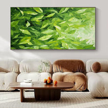 Load image into Gallery viewer, Large - Format Hand - painted Lush Green Leaves Acrylic Art for Botanical - Inspired Living Spaces LargeART0200