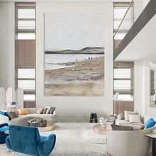 Load image into Gallery viewer, “Minimalist Beach Scene” - Textured Landscape Art on Canvas DKH1674