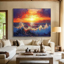 Load image into Gallery viewer, Fiery Sunset Sea Large - scale acrylic painting DLZ165