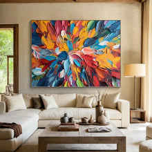 Load image into Gallery viewer, Grand Hand - painted Textured Color Burst Flower Acrylic Art for Eclectic - Style Dining Nooks LargeART0236