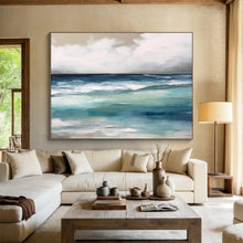 Load image into Gallery viewer, Hand - Painted Textured Coastal Seascape Acrylic Art for Beach House Living Room LargeART1641