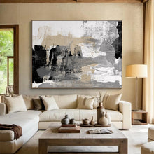 Load image into Gallery viewer, Gray, Black, And Gold Abstract Painting On Canvas DKH448