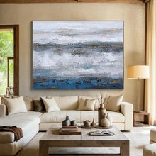 Load image into Gallery viewer, Blue - Gray Textured Abstract Painting on Canvas - “Coastal Rhythm” DKH609