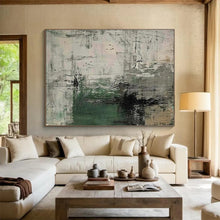 Load image into Gallery viewer, Grey - Green Textured Abstract Painting for Industrial Loft & Modern Art Studio DKH151
