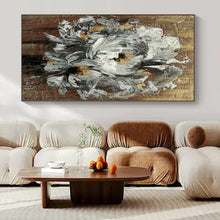 Load image into Gallery viewer, White Flowers with Gold Accents Abstract Canvas Painting, Ideal for Elegant Bedroom & Luxury Living Room LargeART1194