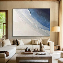Load image into Gallery viewer, Blue - White Textured “Calm Abstraction” Painting on Canvas, Minimalist Modern Art DKH894