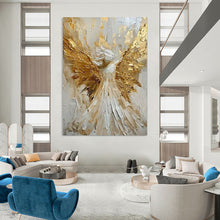 Load image into Gallery viewer, Textured Gold Angel Abstract Painting, Suited for Spiritual Meditation Room & Ornate Bedroom LargeART1908