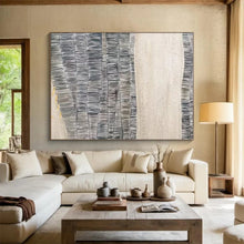 Load image into Gallery viewer, Custom Large Gray Textured Waves - Great for Industrial - Chic Café & Minimalist Art Studio LargeART0729