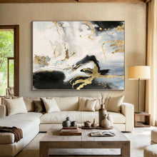 Load image into Gallery viewer, Oversized Gray and Gold Abstract Splash Acrylic for Luxury Spa & High - End Art Salon LargeART0363