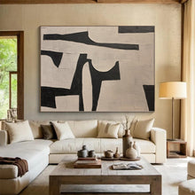 Load image into Gallery viewer, Hand - painted Extensive Black - White Geometric Abstract Acrylic Art for Modern Offices LargeART0098